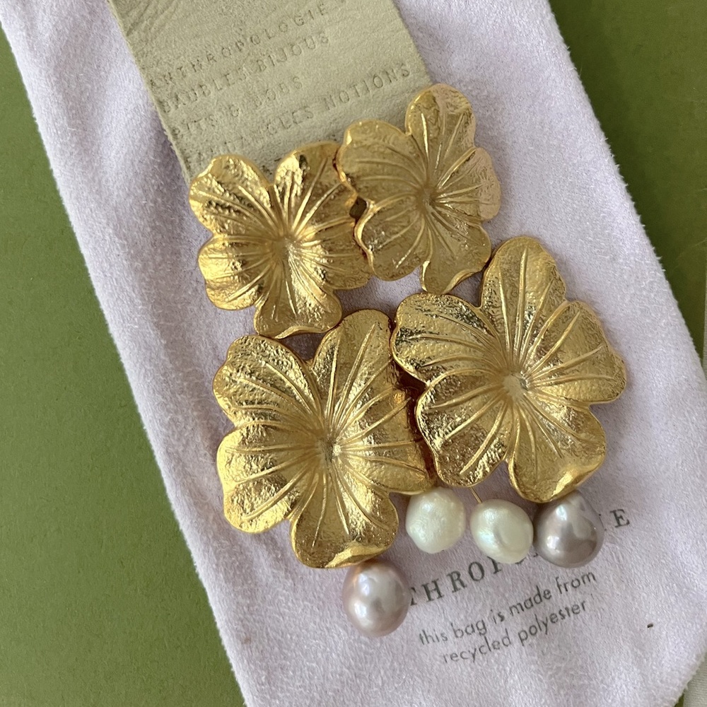 NWT: Anthropologie Statement Floral Earrings